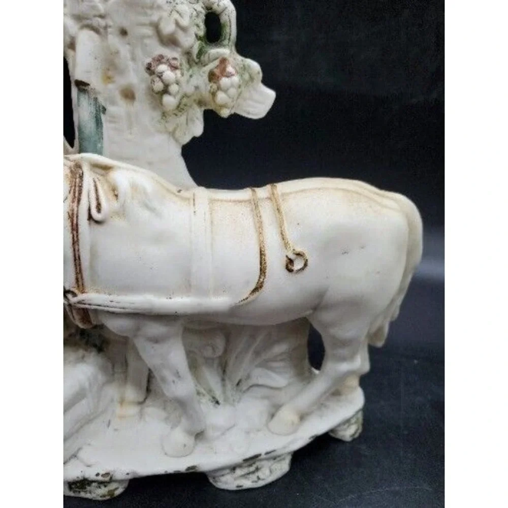 Antique‎ Pair German Grafental Bisque Porcelain Figurine Vase Horse People 6.5